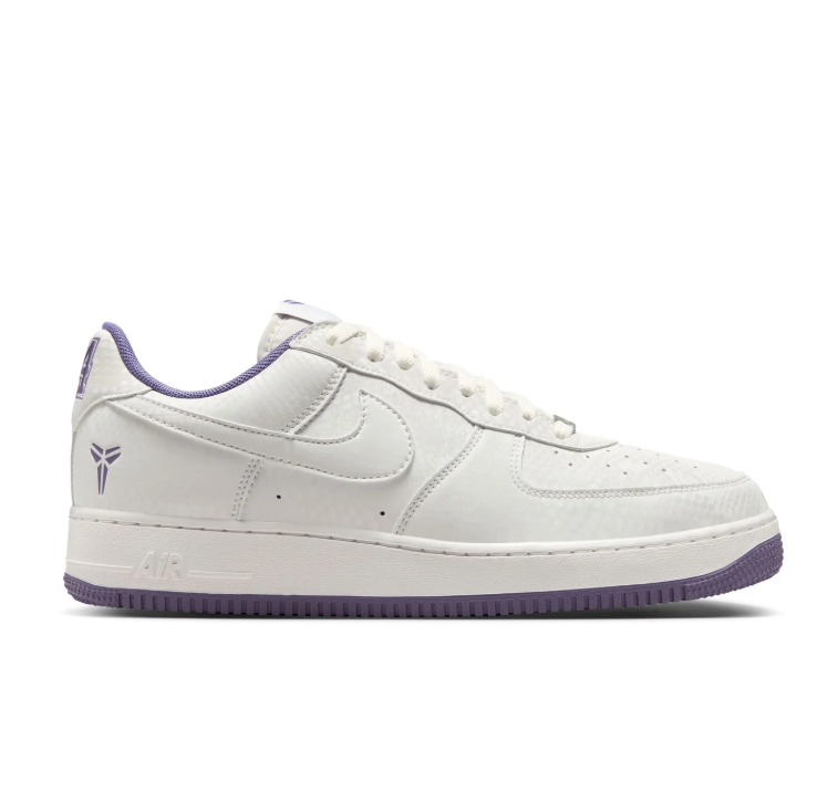Nike Air Force 1 Low Sneakers - White & Purple with Kobe Logo Details