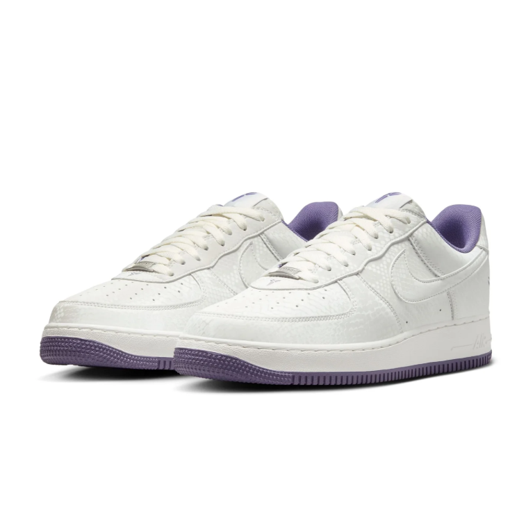 Nike Air Force 1 Low Sneakers - White & Purple with Kobe Logo Details