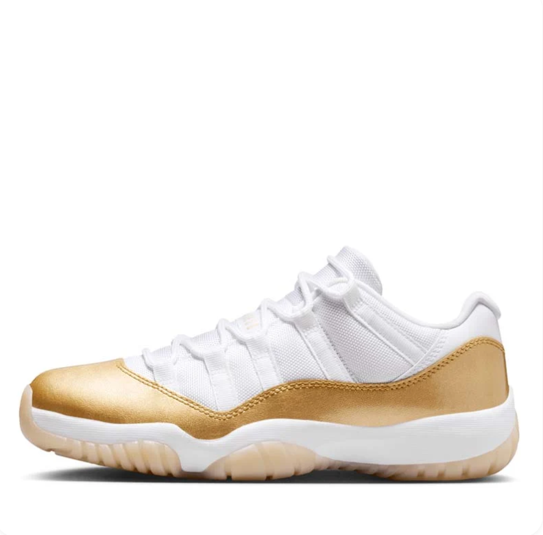 Air Jordan 11 Low Sneakers - White & Metallic Gold
