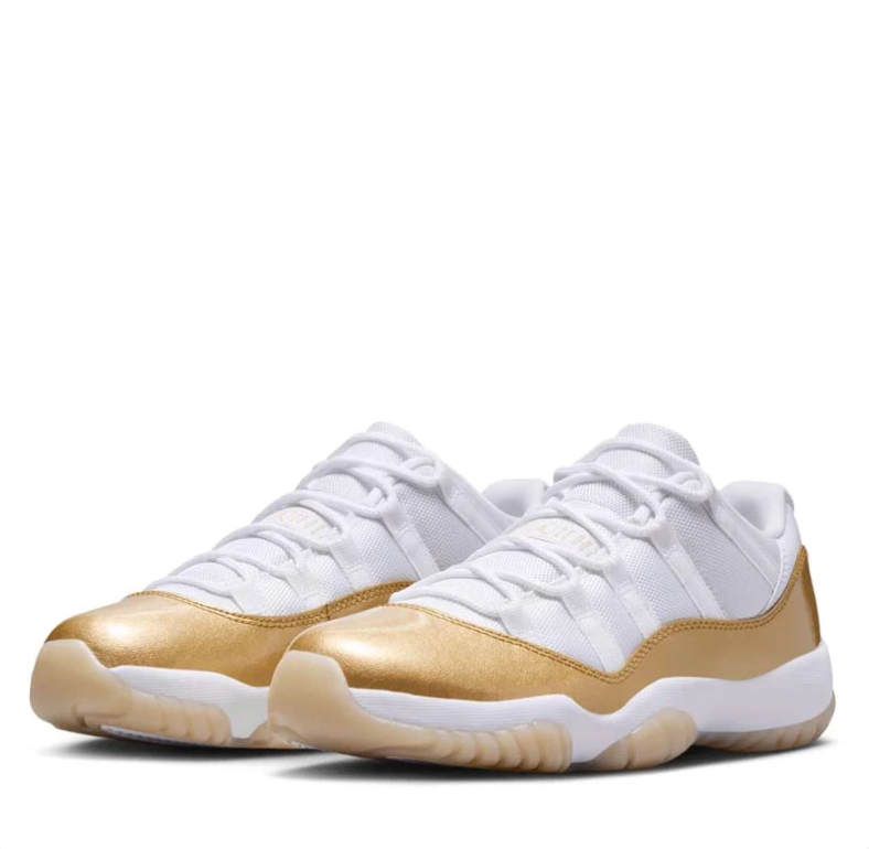 Air Jordan 11 Low Sneakers - White & Metallic Gold