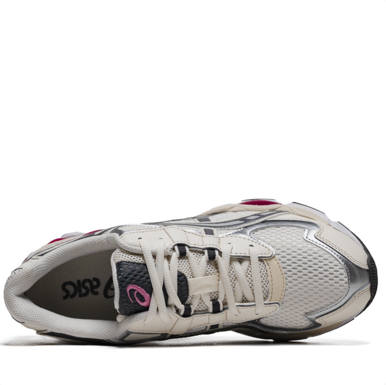 ASICS Sneakers - Cream & Silver with Black and Pink Accents