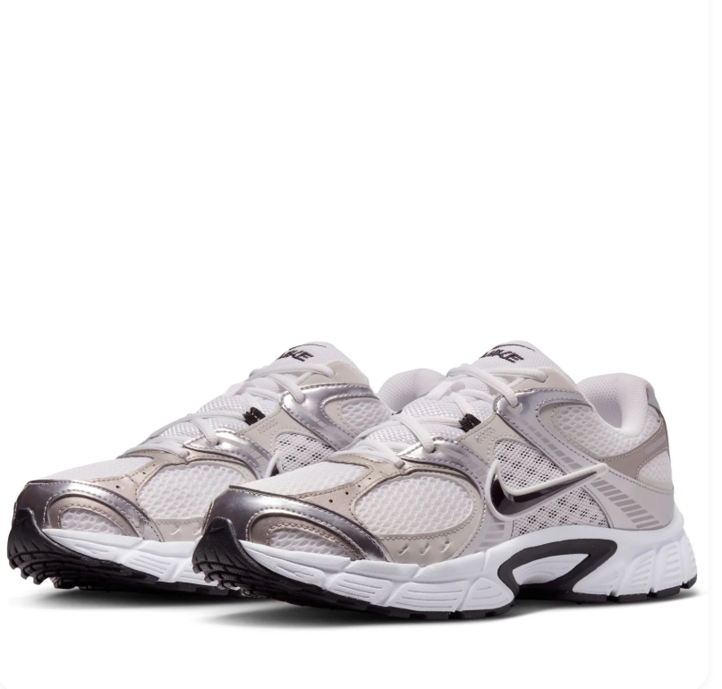 Nike Sneakers - White & Metallic Silver with Black Accents