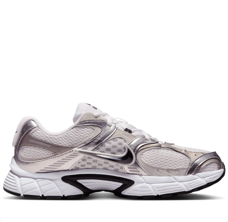 Nike Sneakers - White & Metallic Silver with Black Accents