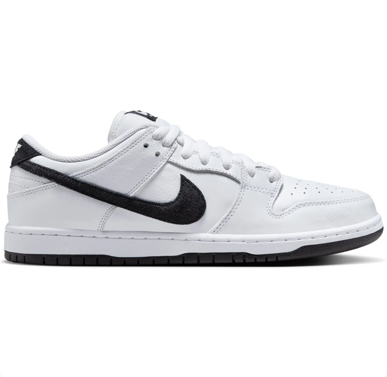 Nike SB Dunk Low Pro Sneakers - White with Black Swooshes