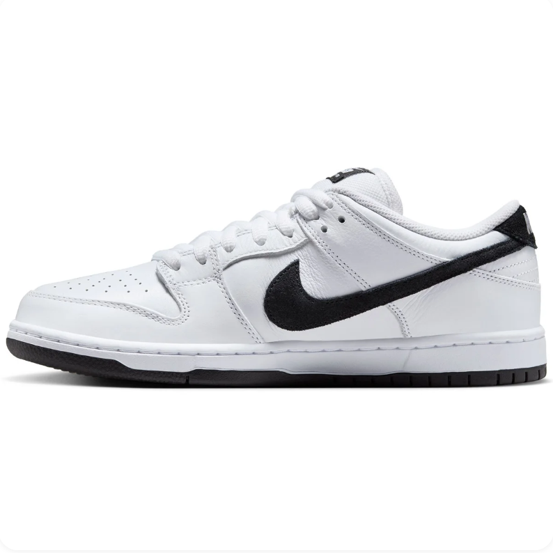 Nike SB Dunk Low Pro Sneakers - White with Black Swooshes