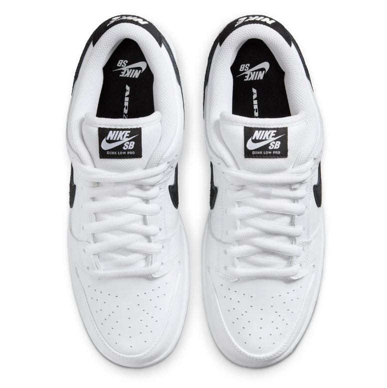 Nike SB Dunk Low Pro Sneakers - White with Black Swooshes
