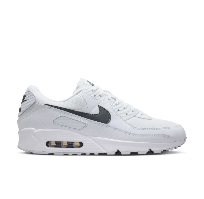 Nike Air Max 90 Sneakers - White with Dark Gray Swooshes