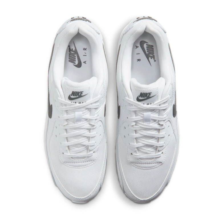 Nike Air Max 90 Sneakers - White with Dark Gray Swooshes