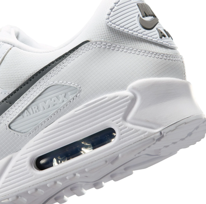 Nike Air Max 90 Sneakers - White with Dark Gray Swooshes