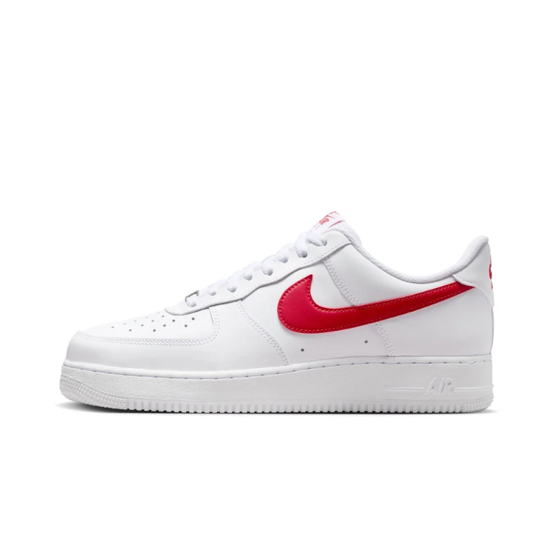 Nike Air Force 1 Low Sneakers - White with Red Swooshes