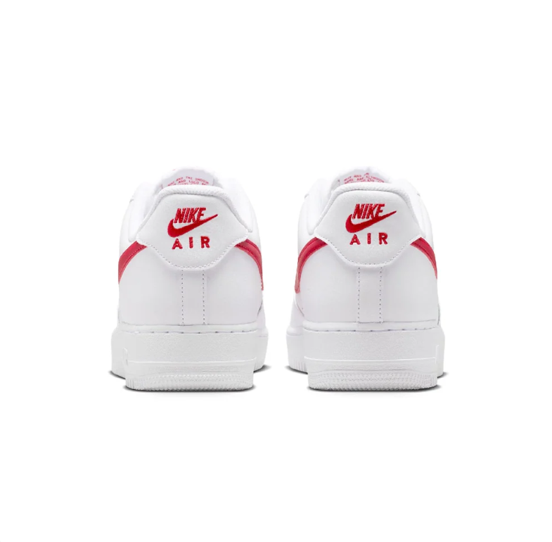 Nike Air Force 1 Low Sneakers - White with Red Swooshes