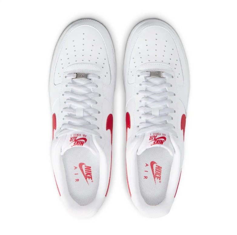 Nike Air Force 1 Low Sneakers - White with Red Swooshes