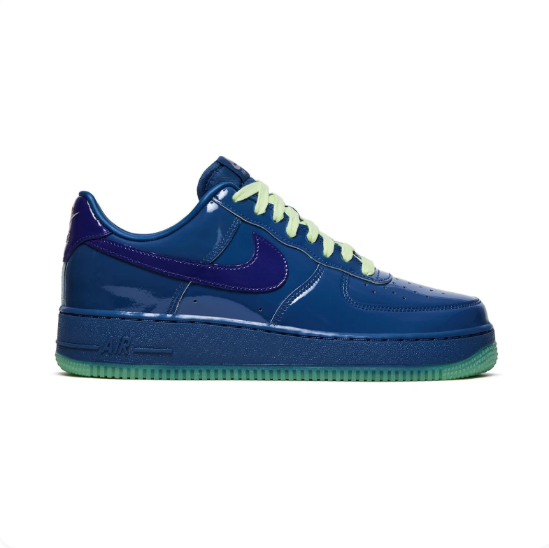 Nike Air Force 1 Low Sneakers - Glossy Blue with Purple & Mint Accents