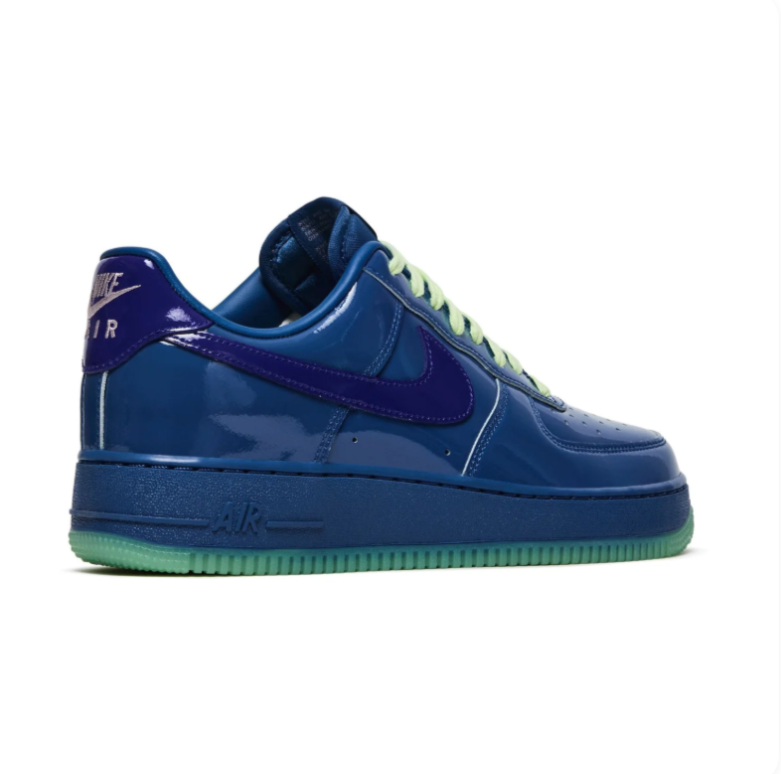 Nike Air Force 1 Low Sneakers - Glossy Blue with Purple & Mint Accents