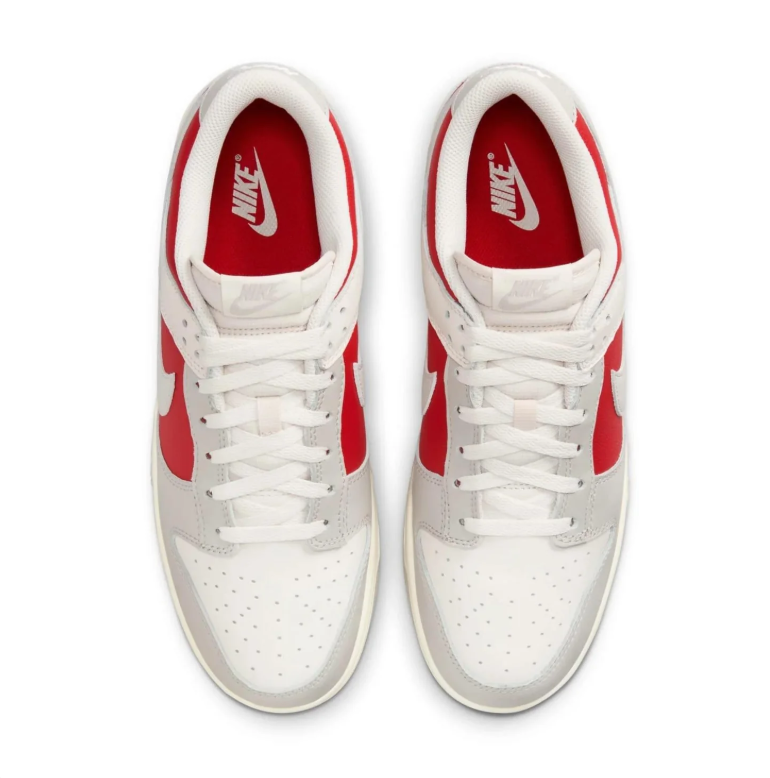 Nike Dunk Low Sneakers - Light Gray, White & Red