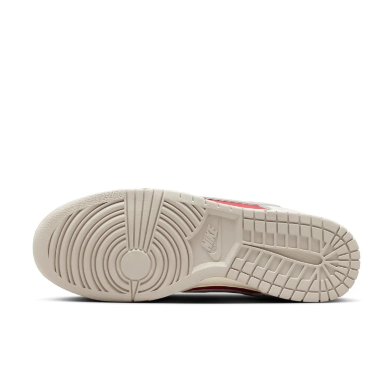 Nike Dunk Low Sneakers - Light Gray, White & Red
