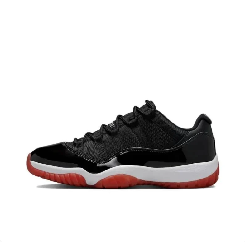 Air Jordan 11 Low Sneakers - Black & White with Red Outsoles