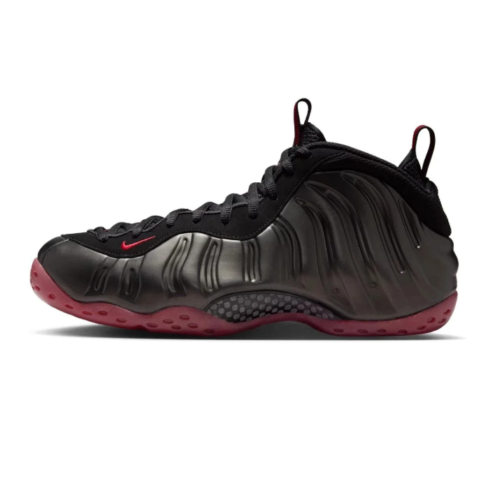 Nike Air Foamposite One Sneakers - Black with Burgundy & Red Accents