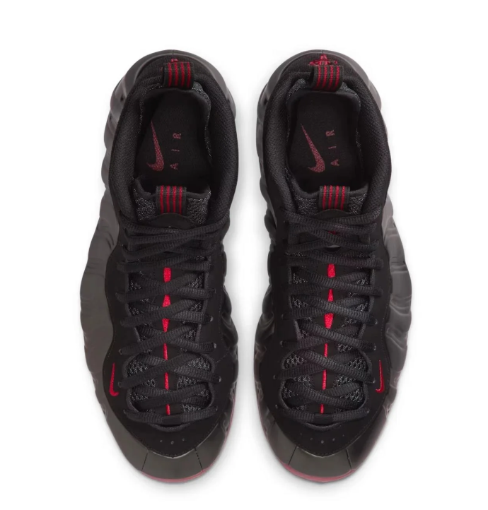 Nike Air Foamposite One Sneakers - Black with Burgundy & Red Accents