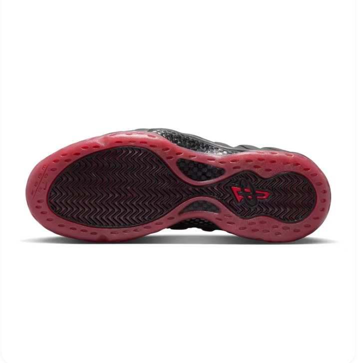 Nike Air Foamposite One Sneakers - Black with Burgundy & Red Accents