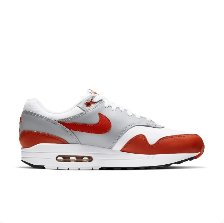 Nike Air Max 1 Sneakers - White, Light Gray & Rust Red