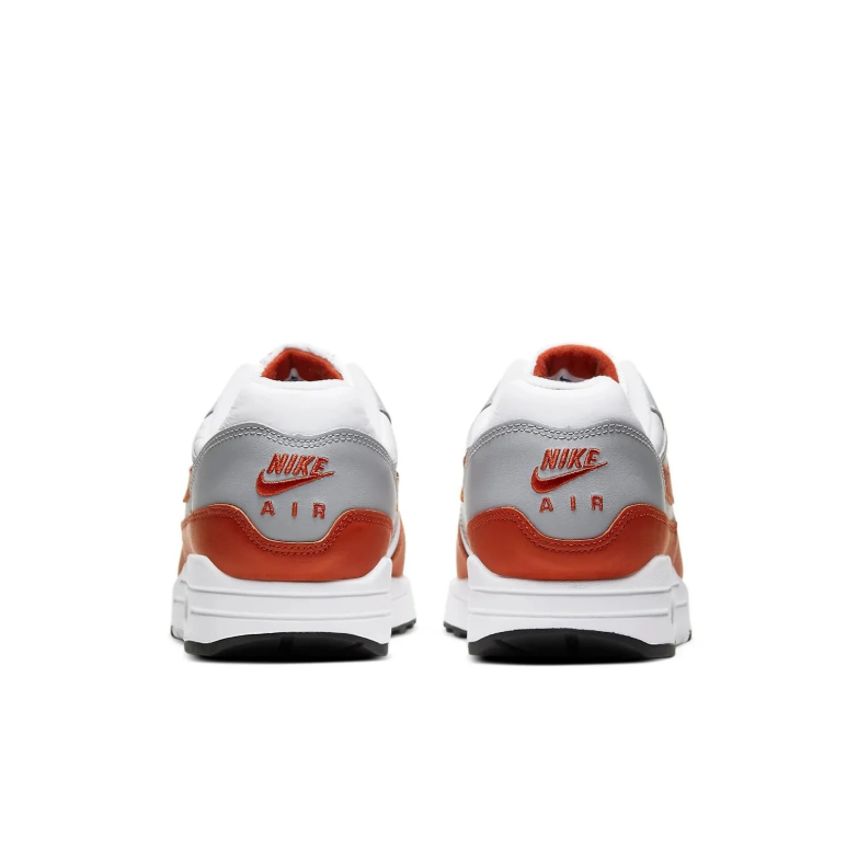 Nike Air Max 1 Sneakers - White, Light Gray & Rust Red