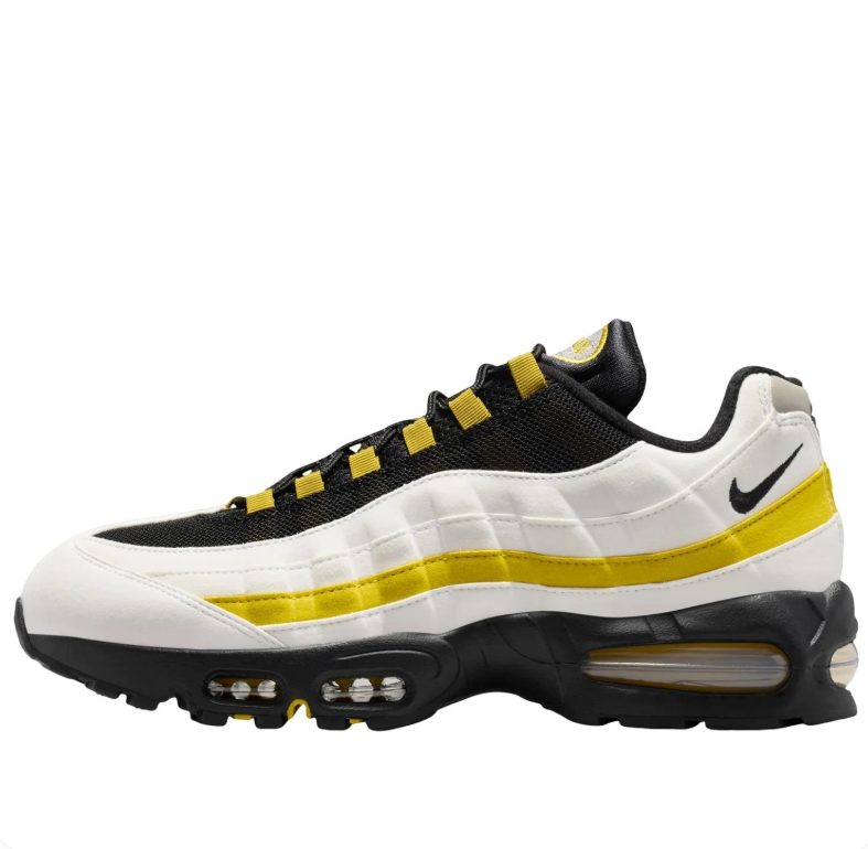 Nike Air Max 95 Sneakers - White & Black with Yellow Accents