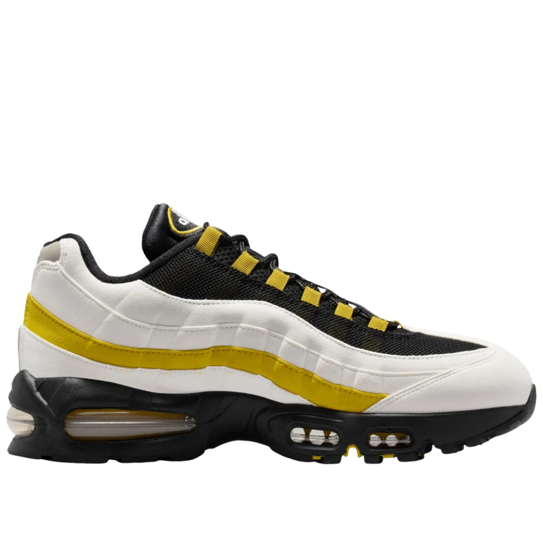 Nike Air Max 95 Sneakers - White & Black with Yellow Accents