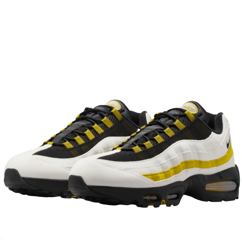 Nike Air Max 95 Sneakers - White & Black with Yellow Accents