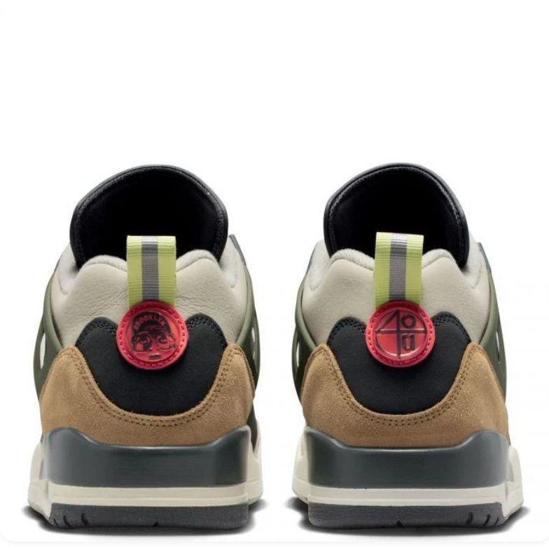 Air Jordan Spizike Low Sneakers - Black, Olive & Tan with Coral Accents
