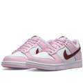 Nike Dunk Low Sneakers - Pink & White with Burgundy Swooshes