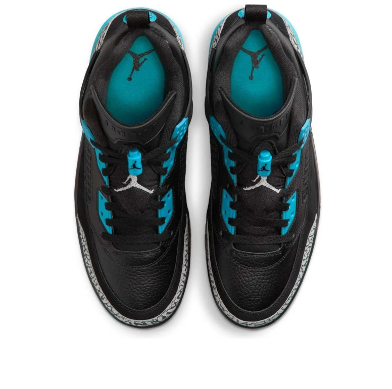 Air Jordan Spizike Low Sneakers - Black & Turquoise with Elephant-Print Details