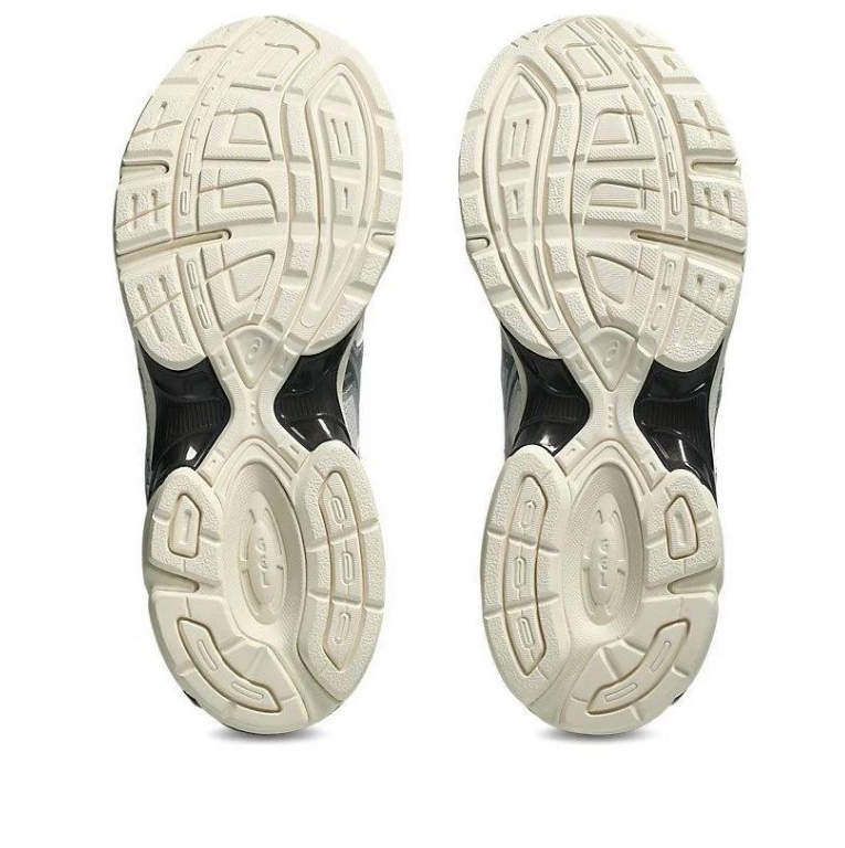 ASICS Sneakers - Silver & White with Black Accents and Cream Soles