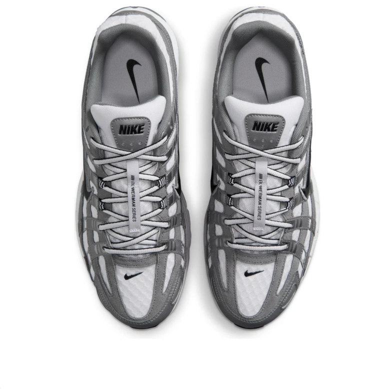 Nike P-6000 Sneakers - Silver Gray & White with Black Swooshes
