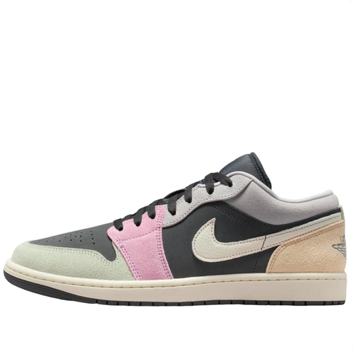 Air Jordan 1 Low Sneakers - Black with Pastel Multicolor Overlays