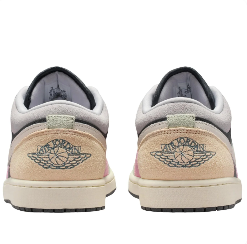 Air Jordan 1 Low Sneakers - Black with Pastel Multicolor Overlays