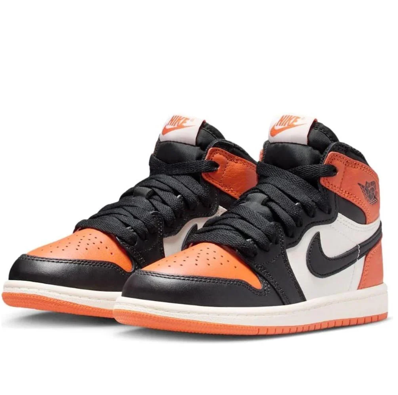 Air Jordan 1 High Sneakers - Orange, Black & Cream
