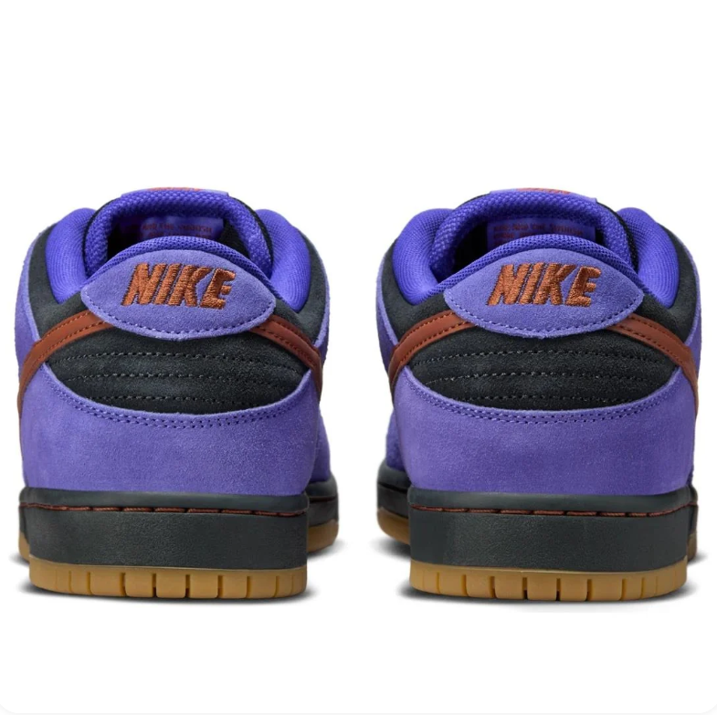 Nike SB Dunk Low Sneakers - Purple & Black with Rust Brown Accents