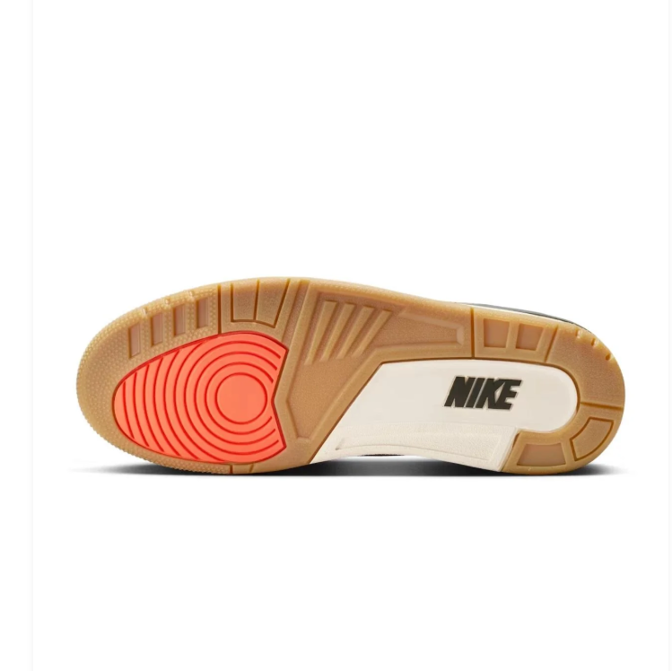 Air Jordan 3 Sneakers - Olive Green with Elephant-Print Details & Gum-Tone Outsole