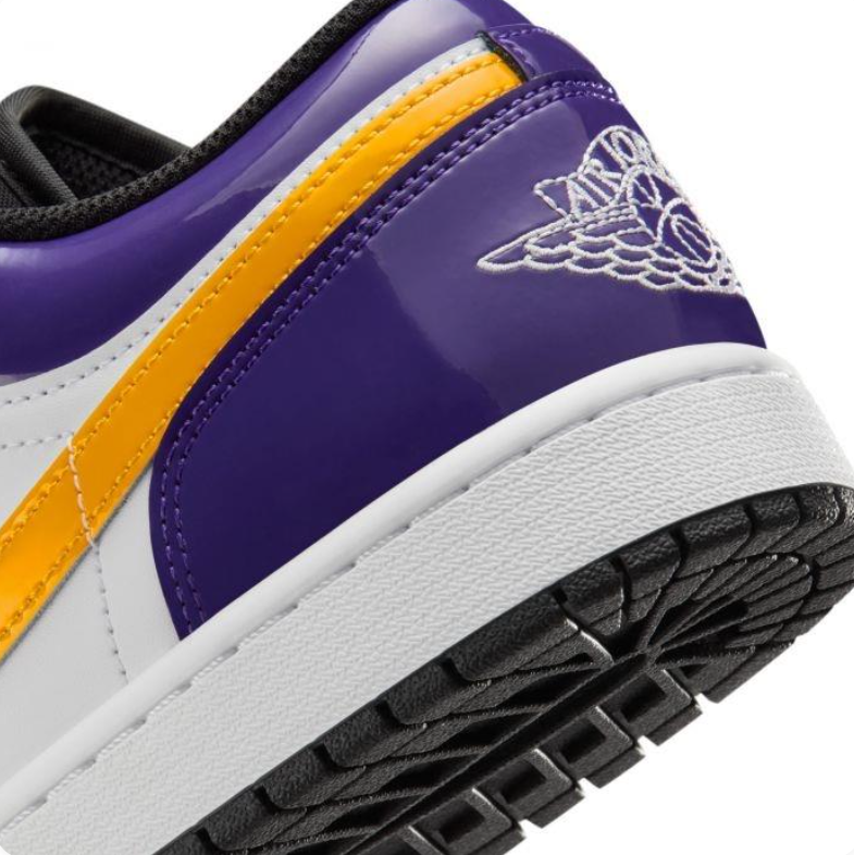 Air Jordan 1 Low Sneakers - Purple, Gold & White with Glossy Details