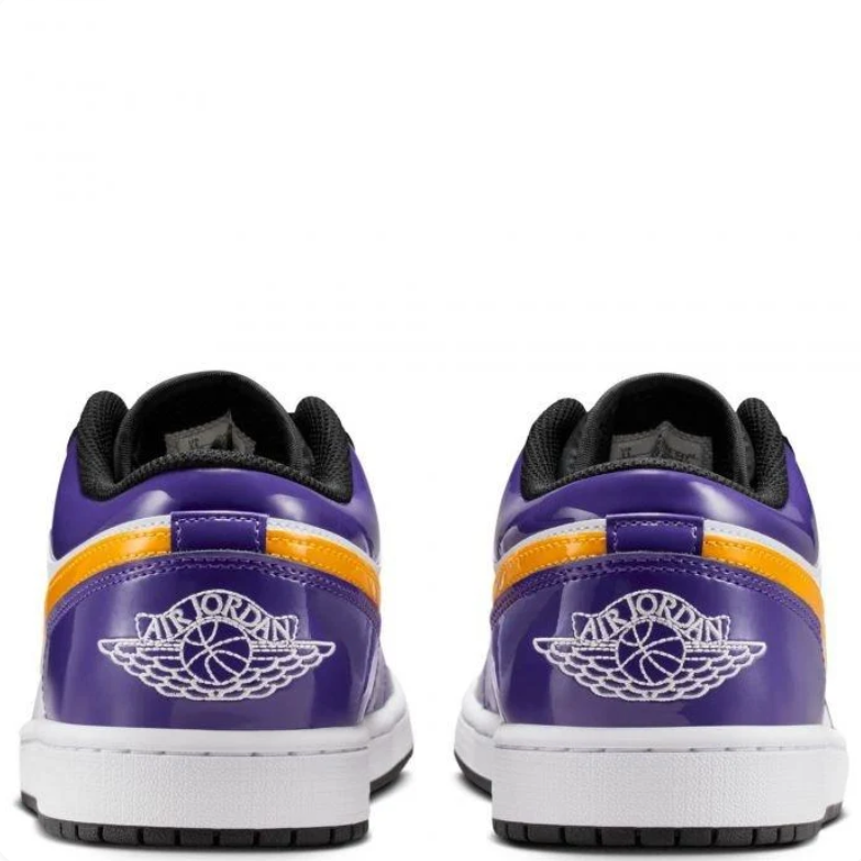 Air Jordan 1 Low Sneakers - Purple, Gold & White with Glossy Details