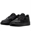 Nike Air Force 1 Low Sneakers - Black Snakeskin-Effect with 8 & 24 Heel Details