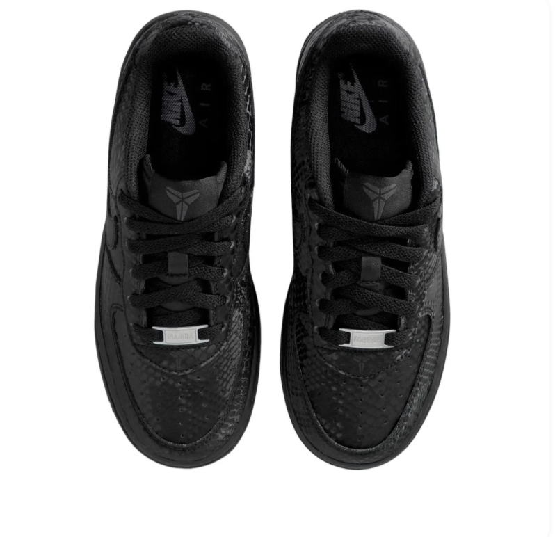 Nike Air Force 1 Low Sneakers - Black Snakeskin-Effect with 8 & 24 Heel Details