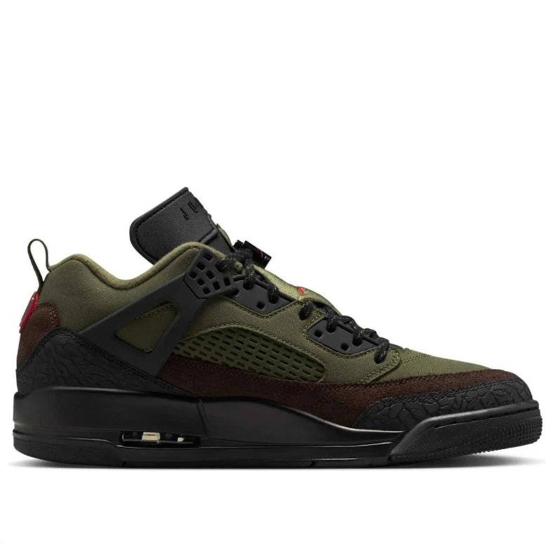 Air Jordan Spizike Low Sneakers - Olive & Brown with Black and Red Details