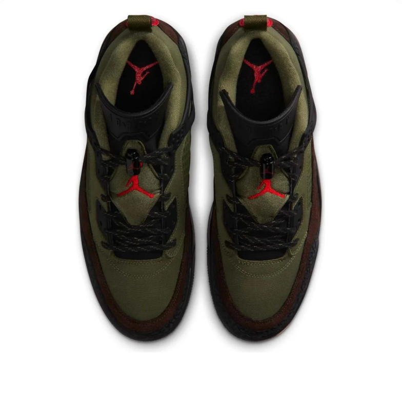 Air Jordan Spizike Low Sneakers - Olive & Brown with Black and Red Details