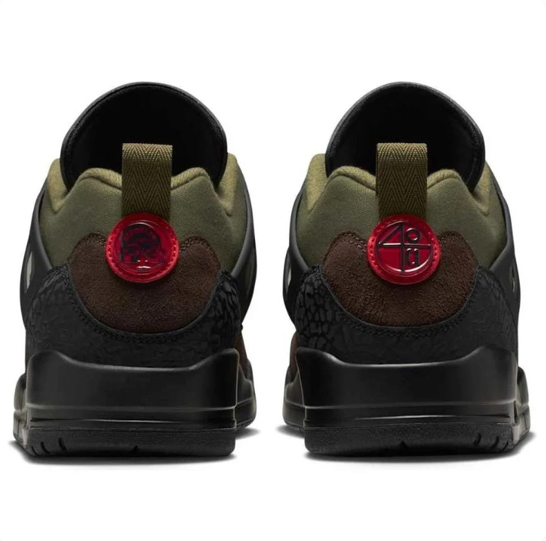 Air Jordan Spizike Low Sneakers - Olive & Brown with Black and Red Details