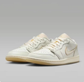 Air Jordan 1 Low Sneakers - White & Cream with Beige Swooshes
