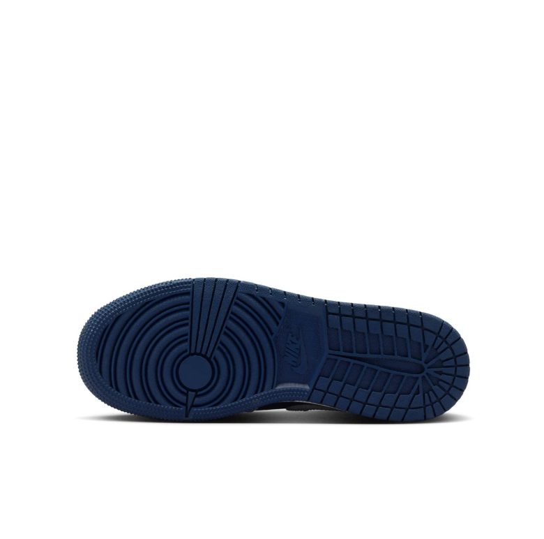 Air Jordan 1 Mid Sneakers - Navy & Light Gray with Red Jumpman Details