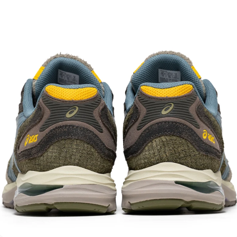 ASICS Low-Top Sneakers - Olive Green & Slate Blue with Yellow Accents