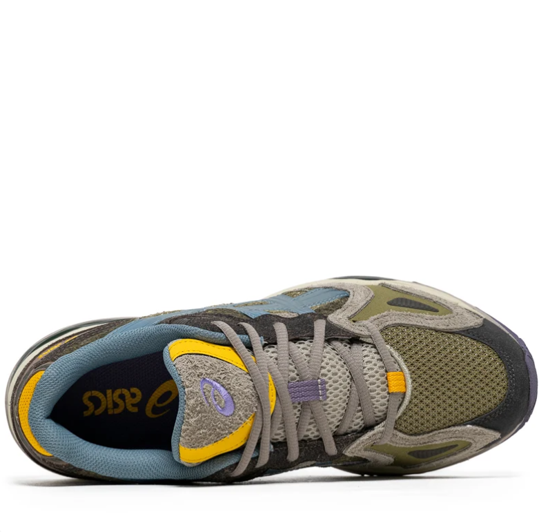 ASICS Low-Top Sneakers - Olive Green & Slate Blue with Yellow Accents